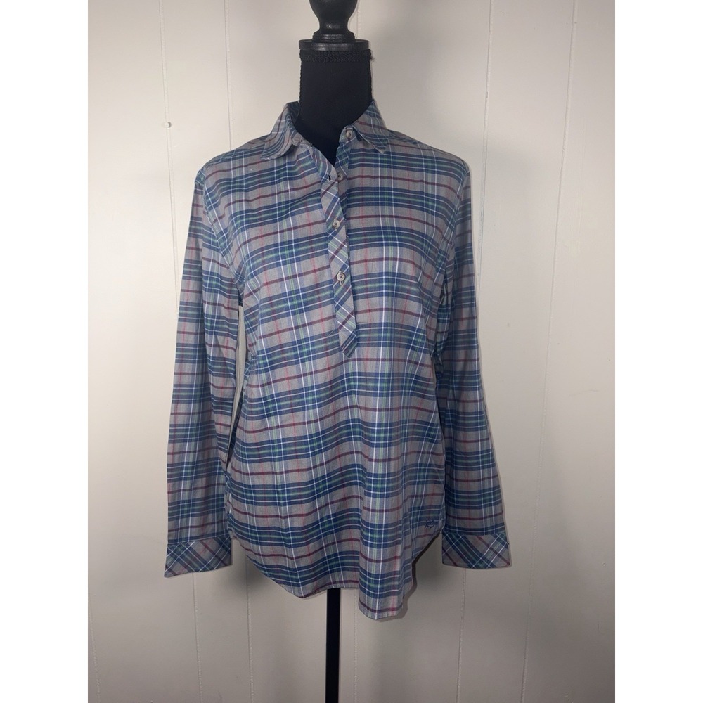 Southern Tide Hadley Popover Shirt Small Plaid Top Pullover Preppy NWT